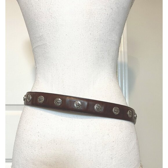 Vintage Nocona Genuine Leather Belt Western Conchos & Buckle 34" Brown - Picture 3 of 8